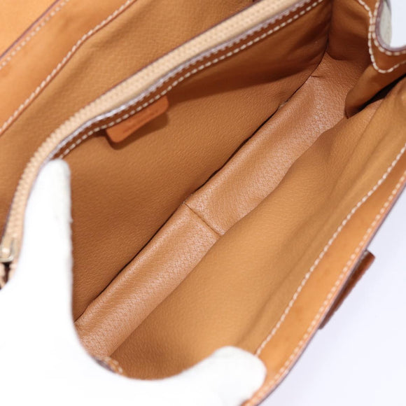 CELINE Macadam Canvas Handtasche Beige Gold Auth 88751