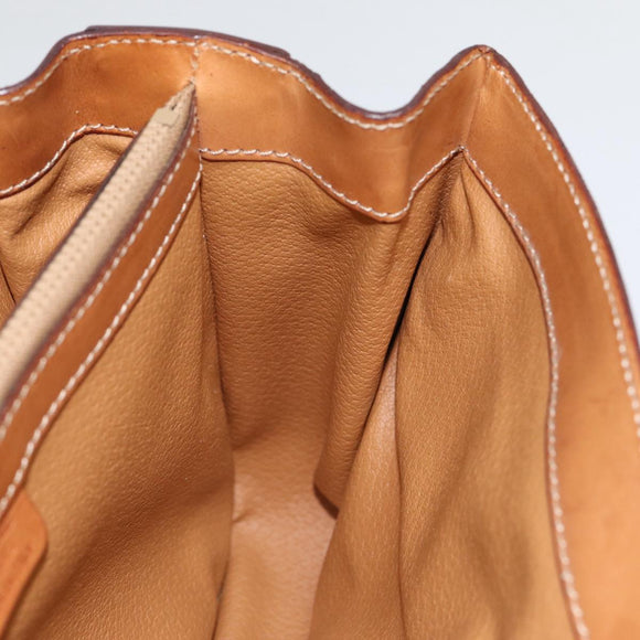 CELINE Macadam Canvas Handtasche Beige Gold Auth 88751