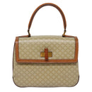CELINE Macadam Canvas Hand Bag Beige Gold Auth 88751-13