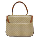 CELINE Macadam Canvas Hand Bag Beige Gold Auth 88751-2