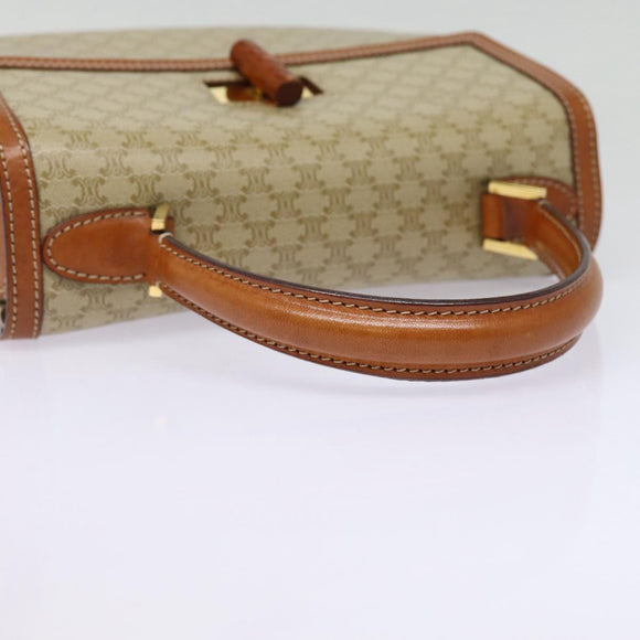 CELINE Macadam Canvas Handtasche Beige Gold Auth 88751