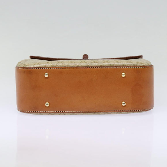 CELINE Macadam Canvas Handtasche Beige Gold Auth 88751