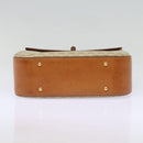 CELINE Macadam Canvas Hand Bag Beige Gold Auth 88751-5