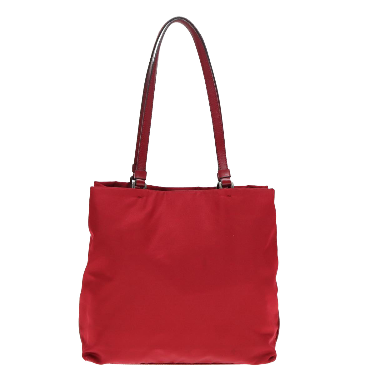 PRADA Hand Bag Nylon Red Silver Auth 88758