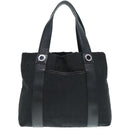 BVLGARI Tote Bag Canvas Leather Black Silver Auth 88780-13
