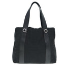 BVLGARI Tote Bag Canvas Leather Black Silver Auth 88780-2