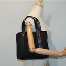 BVLGARI Tote Bag Canvas Leather Black Silver Auth 88780-30