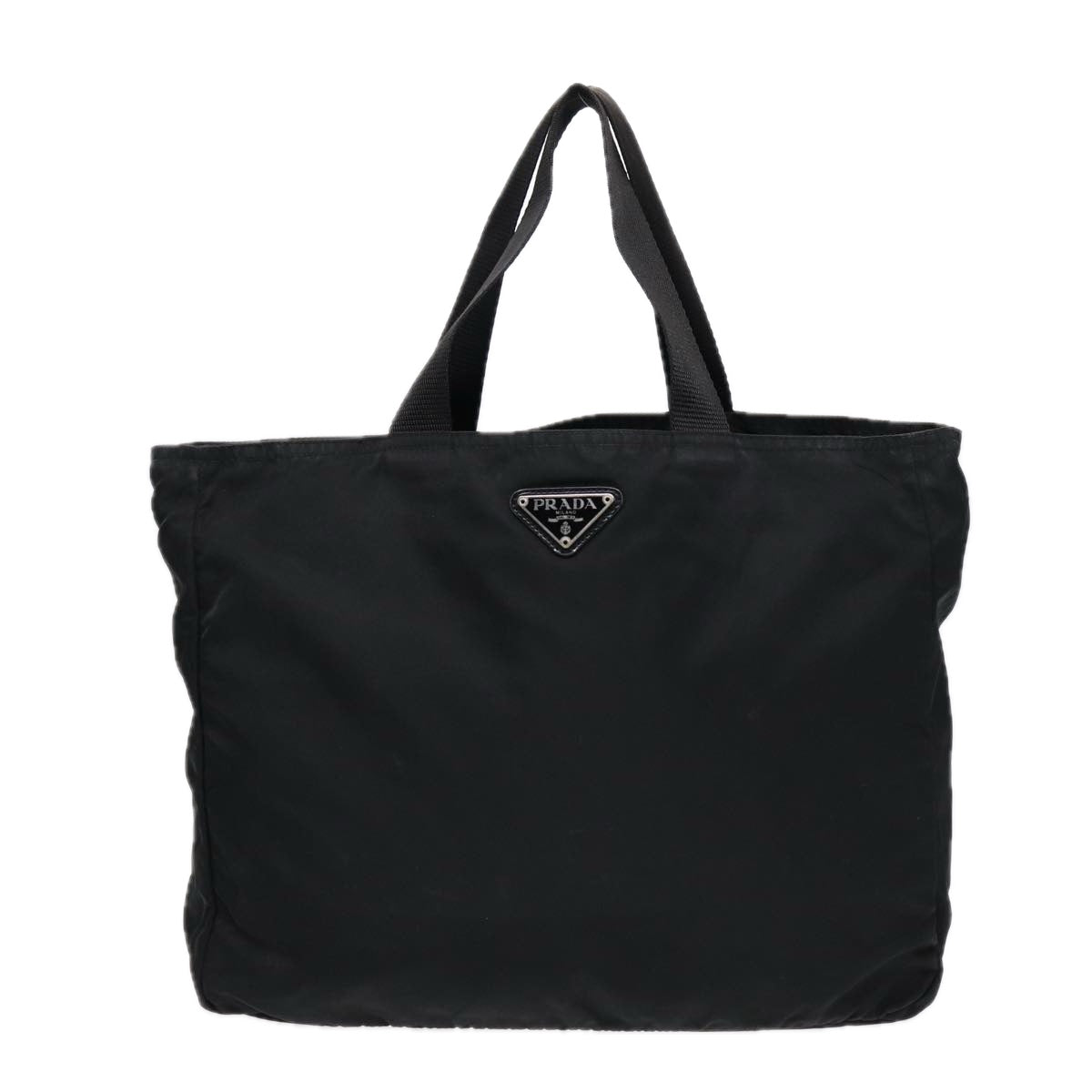 PRADA Hand Bag Nylon Black Silver Auth 88781