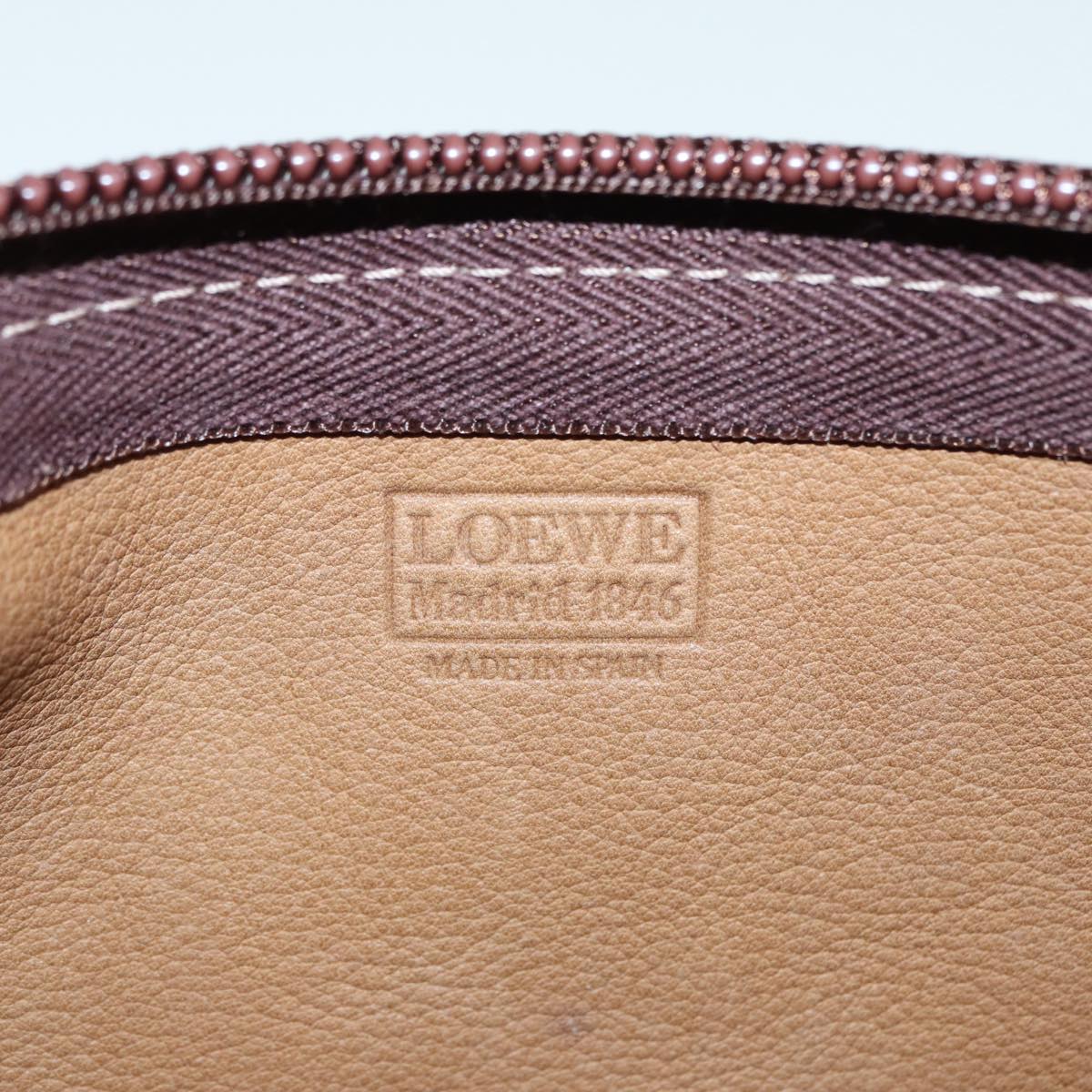 LOEWE Anagram Pouch Suede Brown Gold Auth 88791