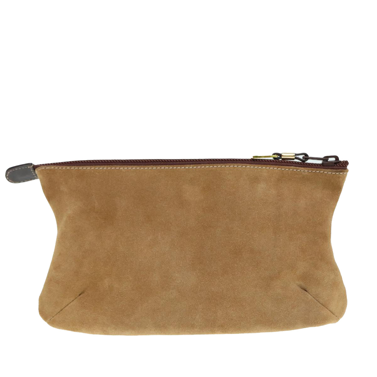 LOEWE Anagram Pouch Suede Brown Gold Auth 88791 - 0