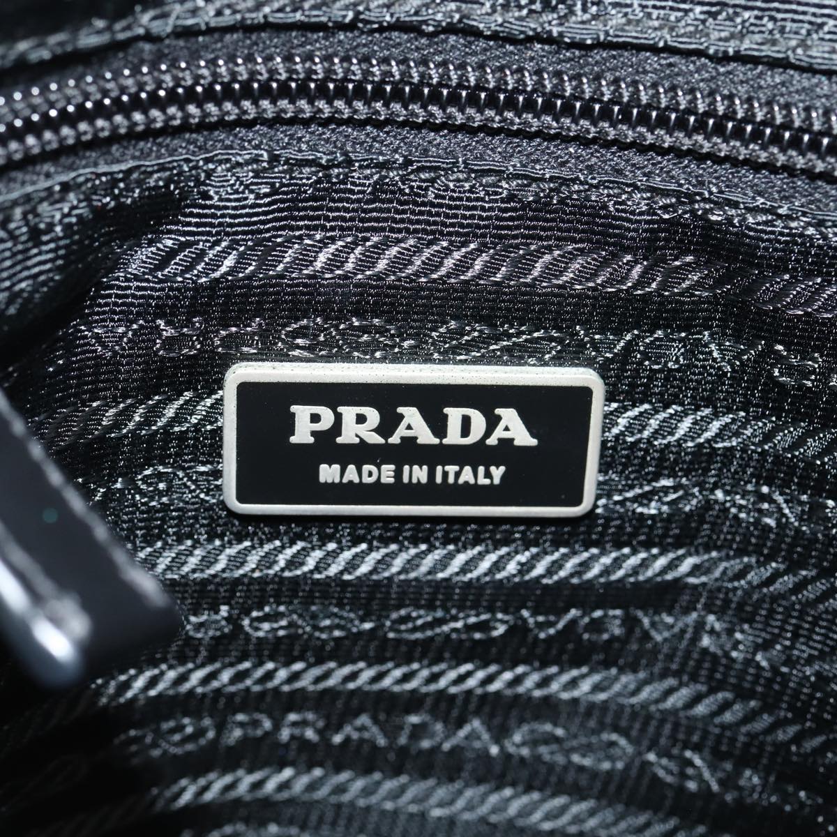 PRADA Shoulder Bag Nylon Black Silver Auth 88794