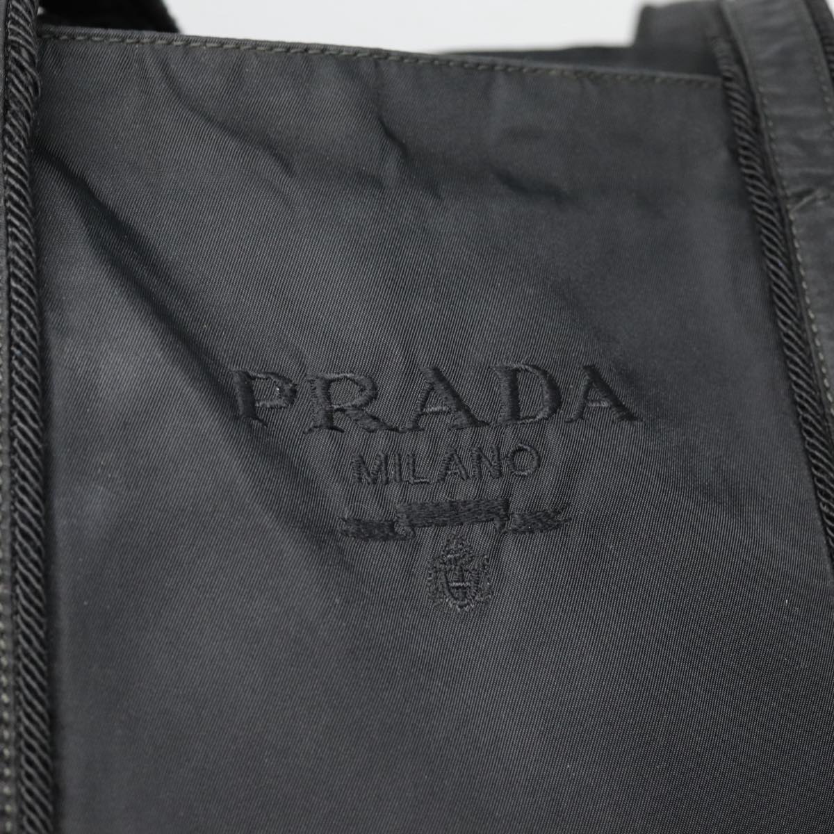 PRADA Shoulder Bag Nylon Black Silver Auth 88800