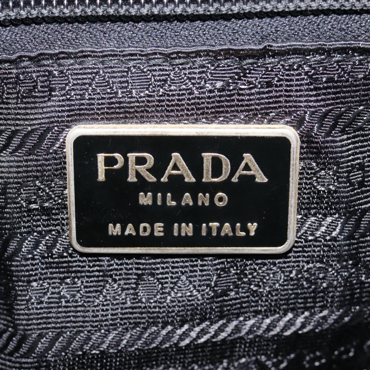 PRADA Shoulder Bag Nylon Black Silver Auth 88800