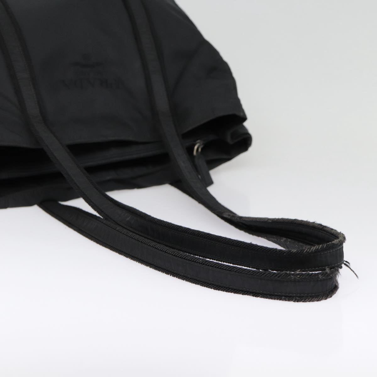 PRADA Shoulder Bag Nylon Black Silver Auth 88800