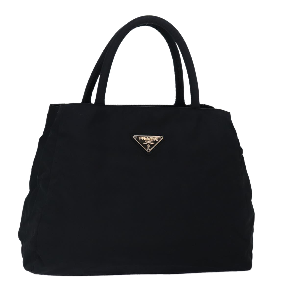 PRADA Hand Bag Nylon Black Silver Auth 88803