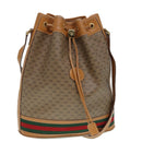 GUCCI Micro GG Supreme Web Sherry Line Shoulder Bag PVC Brown Gold Auth 88809-1