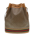 GUCCI Micro GG Supreme Web Sherry Line Shoulder Bag PVC Brown Gold Auth 88809-2