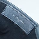 BALENCIAGA Navy Cabas XS Hand Bag Leather 2way Gray Silver 390346 Auth 88816-14