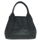 BALENCIAGA Navy Cabas XS Hand Bag Leather 2way Gray Silver 390346 Auth 88816-2