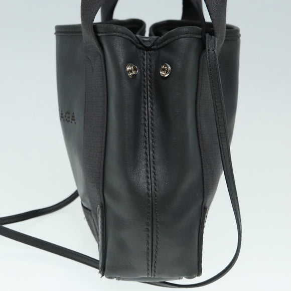 BALENCIAGA Navy Cabas XS Hand Bag Leather 2way Gray Silver 390346 Auth 88816