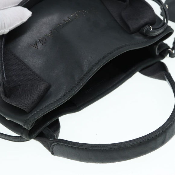 BALENCIAGA Navy Cabas XS Hand Bag Leather 2way Gray Silver 390346 Auth 88816