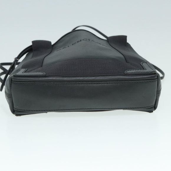 BALENCIAGA Navy Cabas XS Hand Bag Leather 2way Gray Silver 390346 Auth 88816