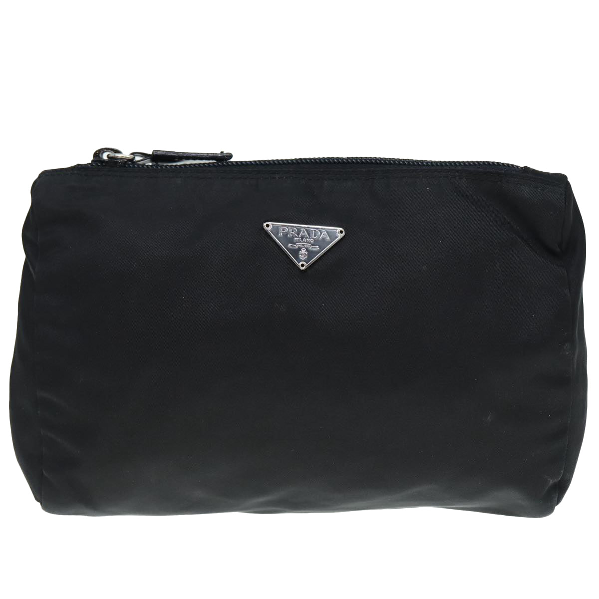 PRADA Pouch Nylon Black Silver Auth 88824 - 0