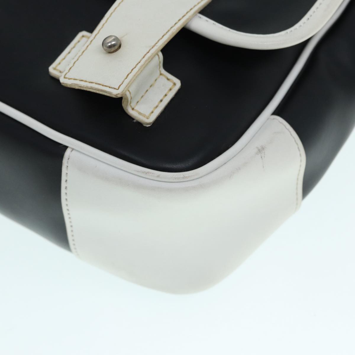 BURBERRY Black Label Shoulder Bag PVC Canvas Black White Silver Auth 88840