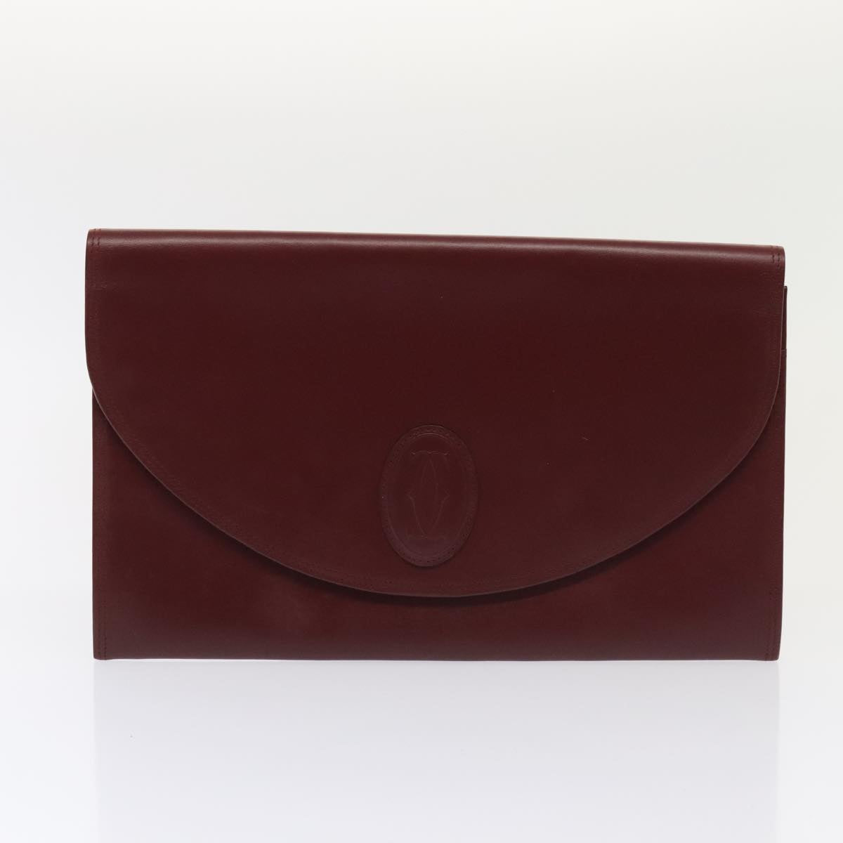 CARTIER Clutch Bag Leather Suede 2Set Bordeaux Auth 88864