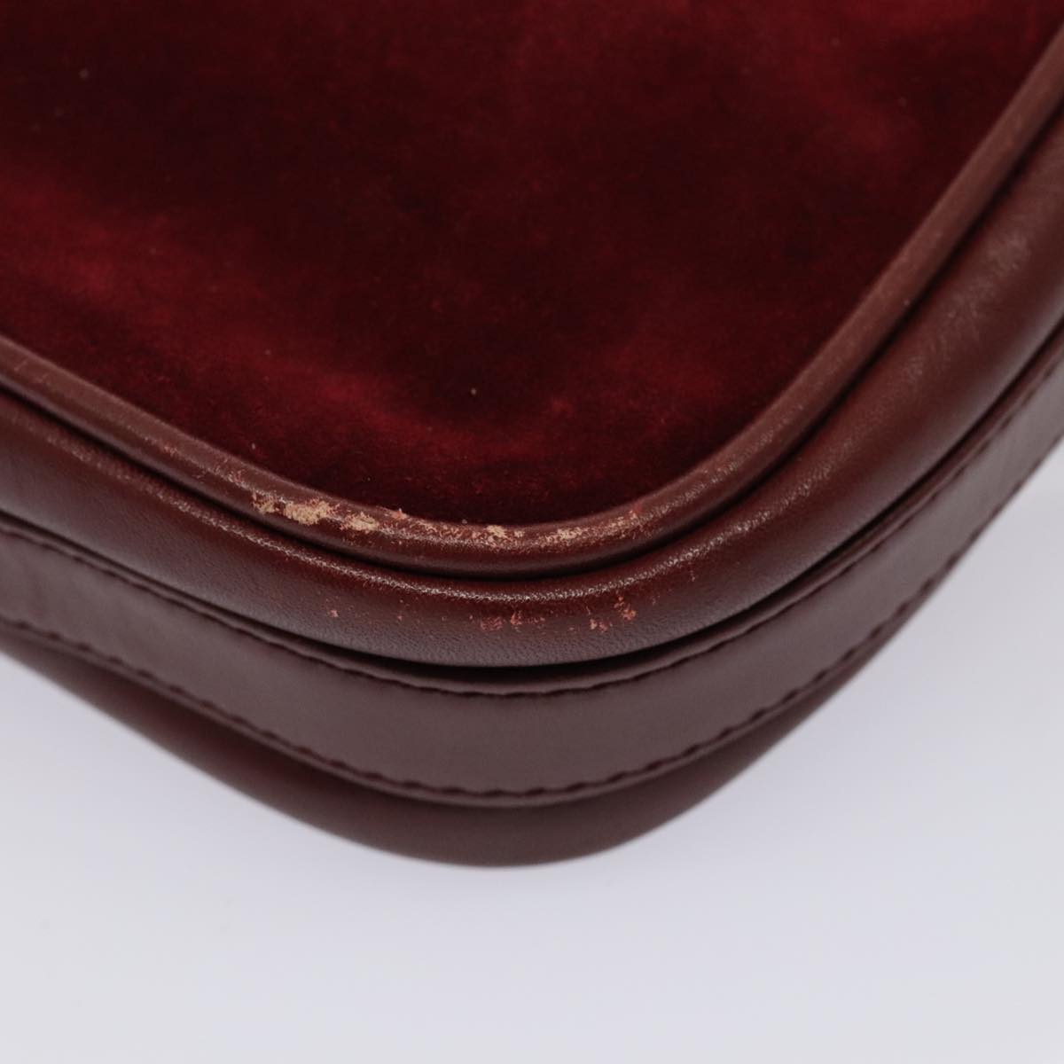 CARTIER Clutch Bag Leather Suede 2Set Bordeaux Auth 88864