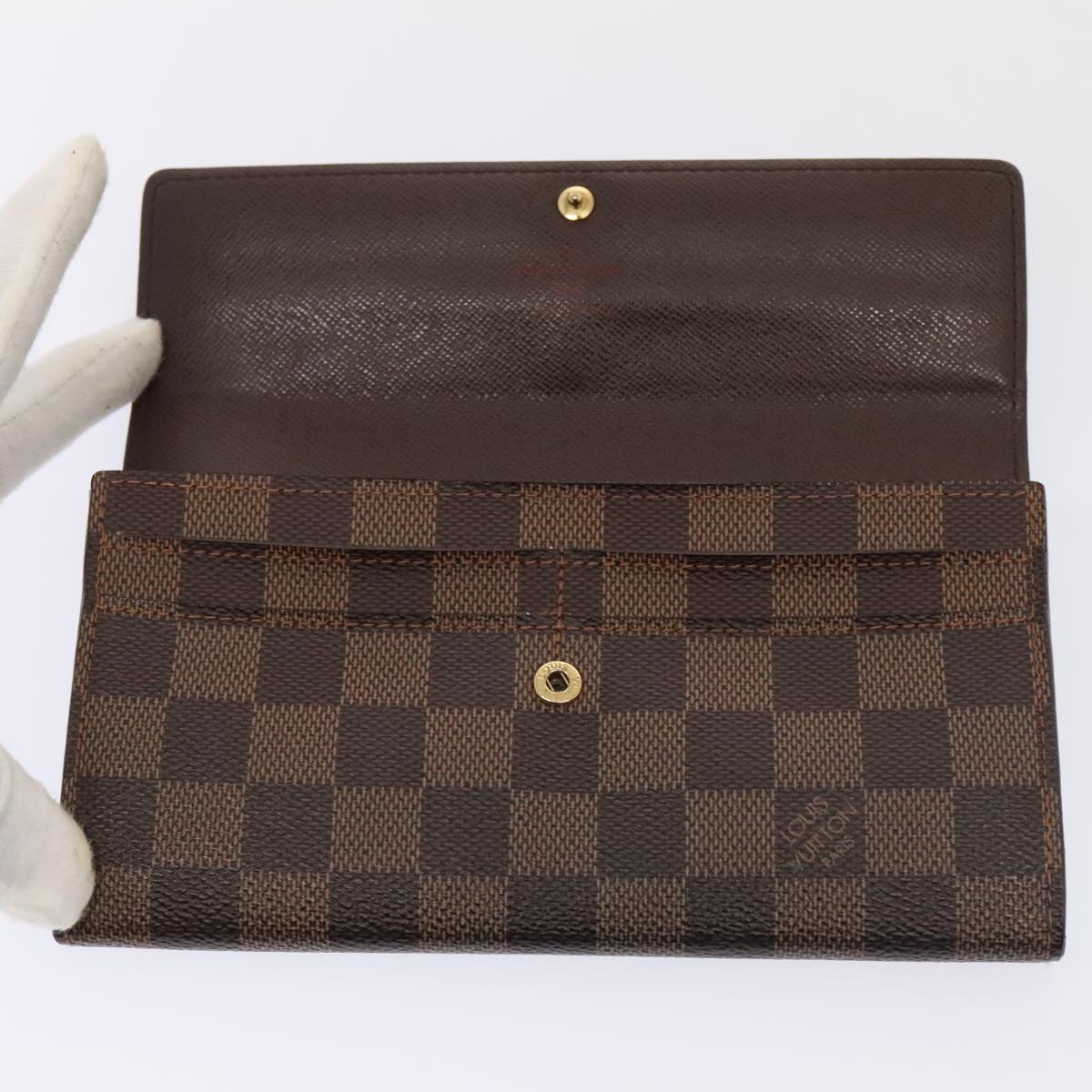 LOUIS VUITTON Damier Ebene Portefeuille Sarah Long Wallet N60491 LV Auth 88866