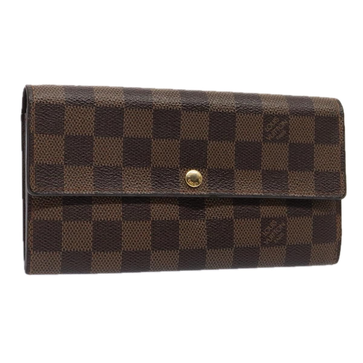 LOUIS VUITTON Damier Ebene Portefeuille Sarah Long Wallet N60491 LV Auth 88866