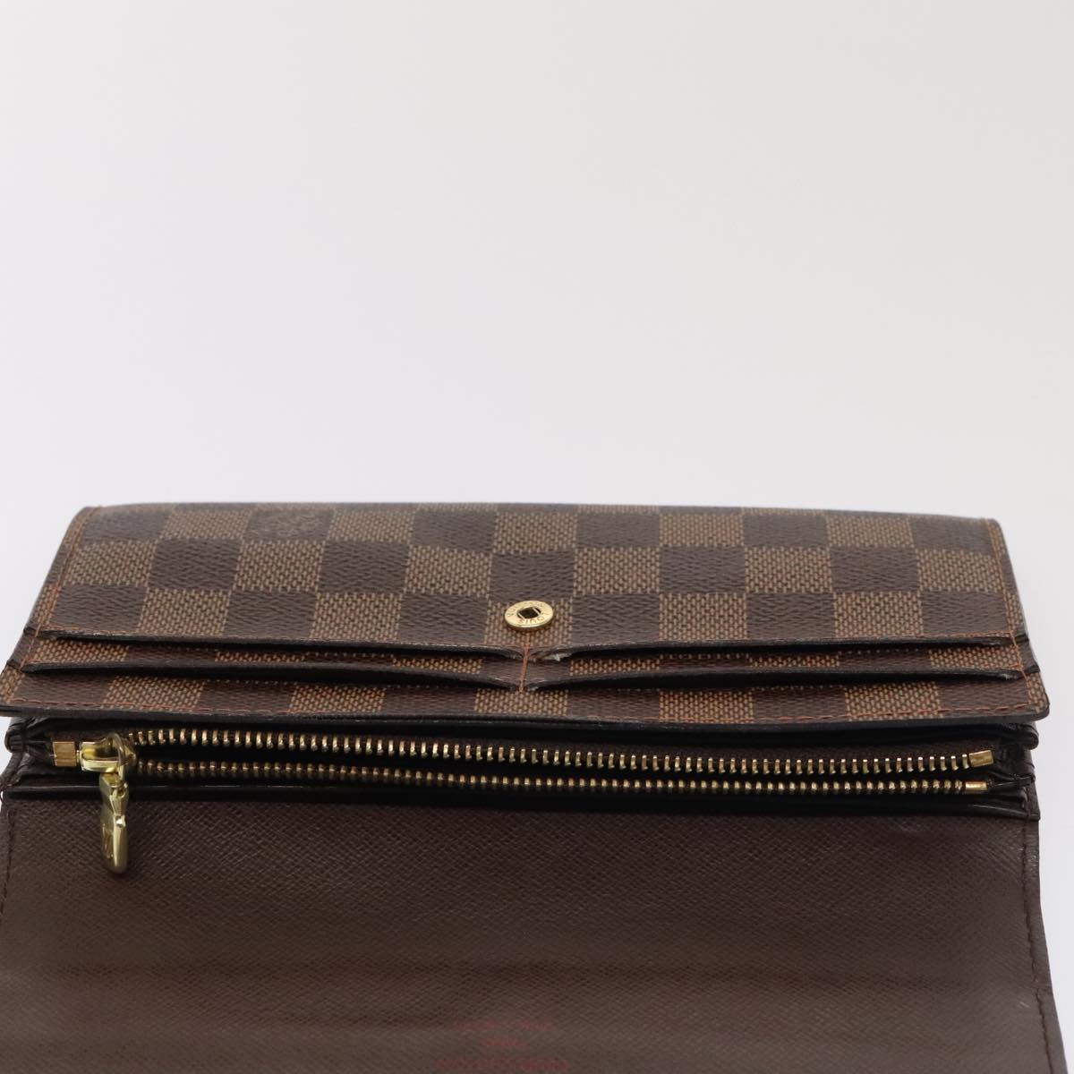 LOUIS VUITTON Damier Ebene Portefeuille Sarah Long Wallet N60491 LV Auth 88866