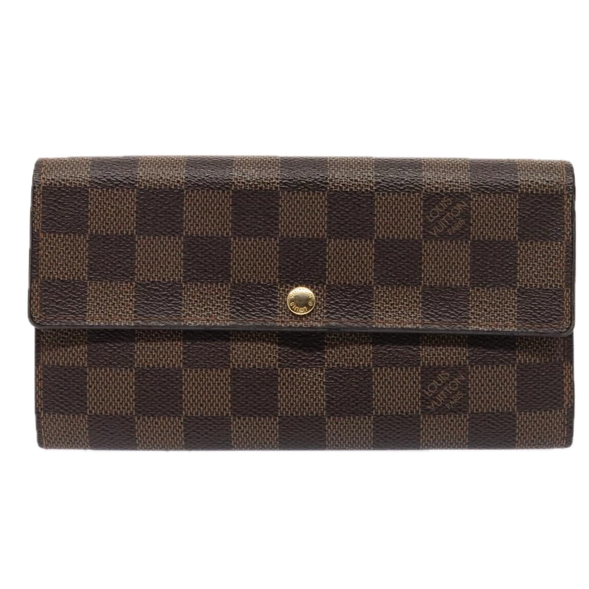 LOUIS VUITTON Damier Ebene Portefeuille Sarah Long Wallet N60491 LV Auth 88866