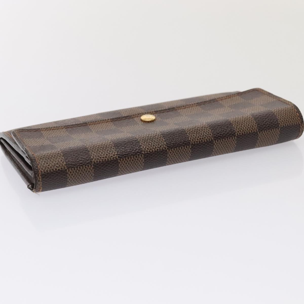 LOUIS VUITTON Damier Ebene Portefeuille Sarah Long Wallet N60491 LV Auth 88866