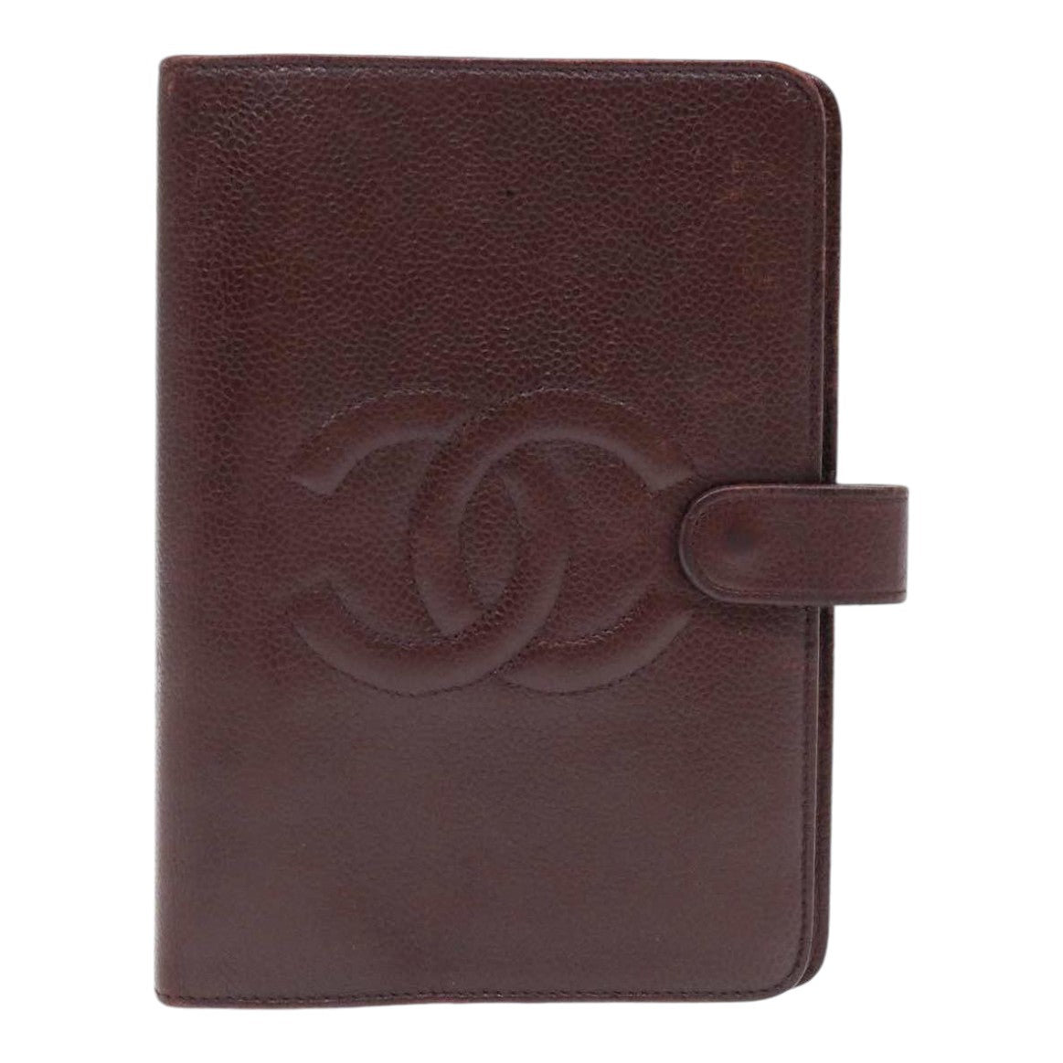 CHANEL COCO Mark Day Planner Cover Caviar Skin Brown CC Auth 88875 - 0