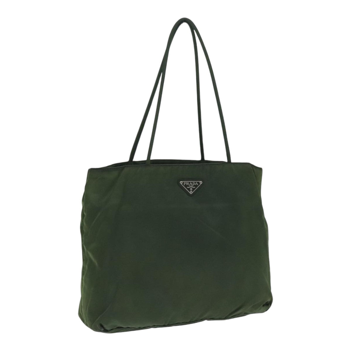 PRADA Tote Bag Nylon Green Silver Auth 88883