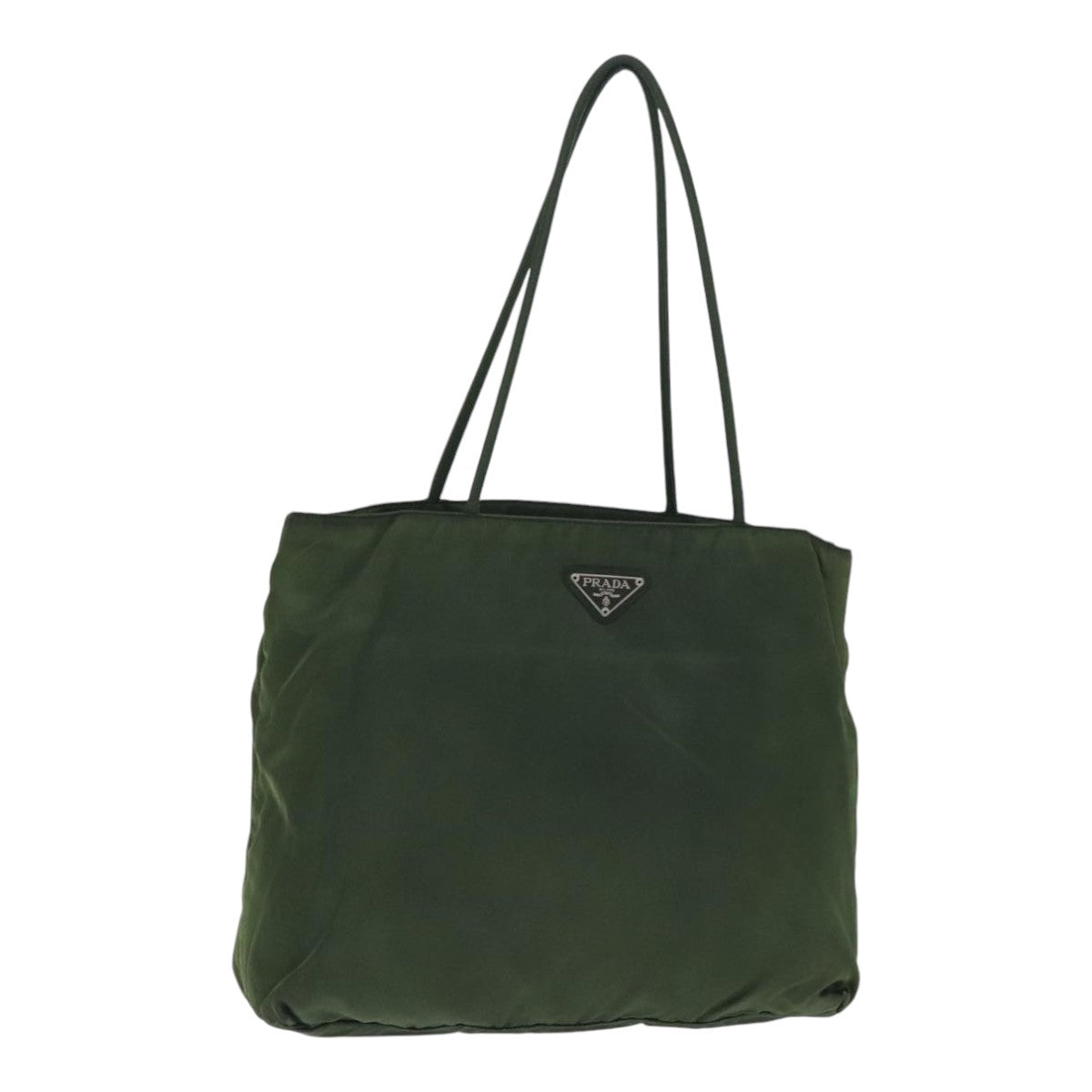 PRADA Tote Bag Nylon Green Silver Auth 88883