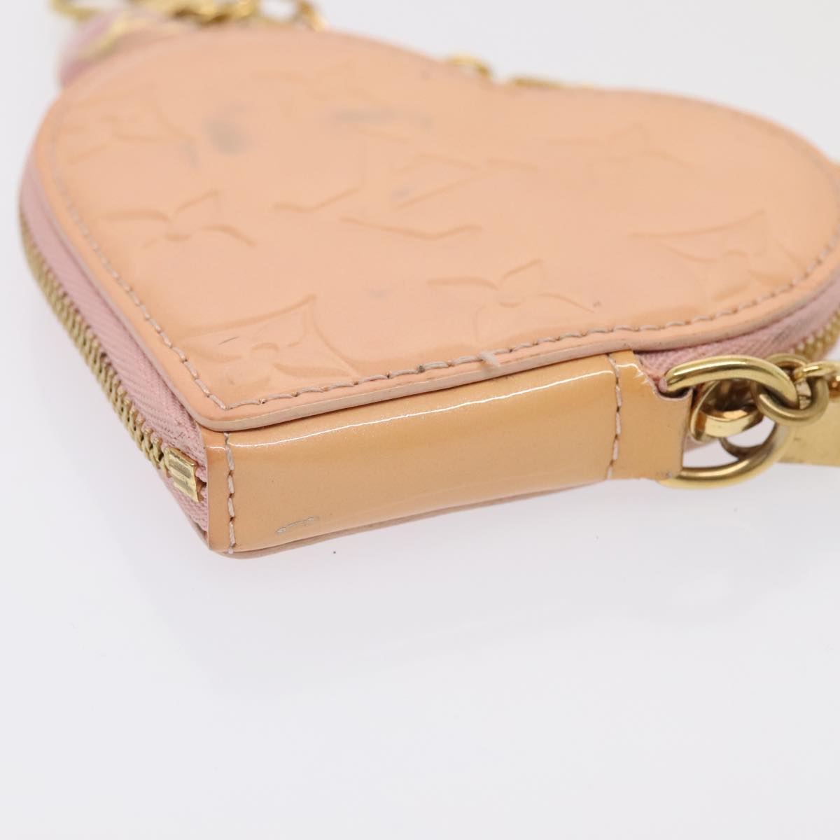 LOUIS VUITTON Vernis Porte Monnaie Coeur Coin Purse Pink M91431 LV Auth 88942