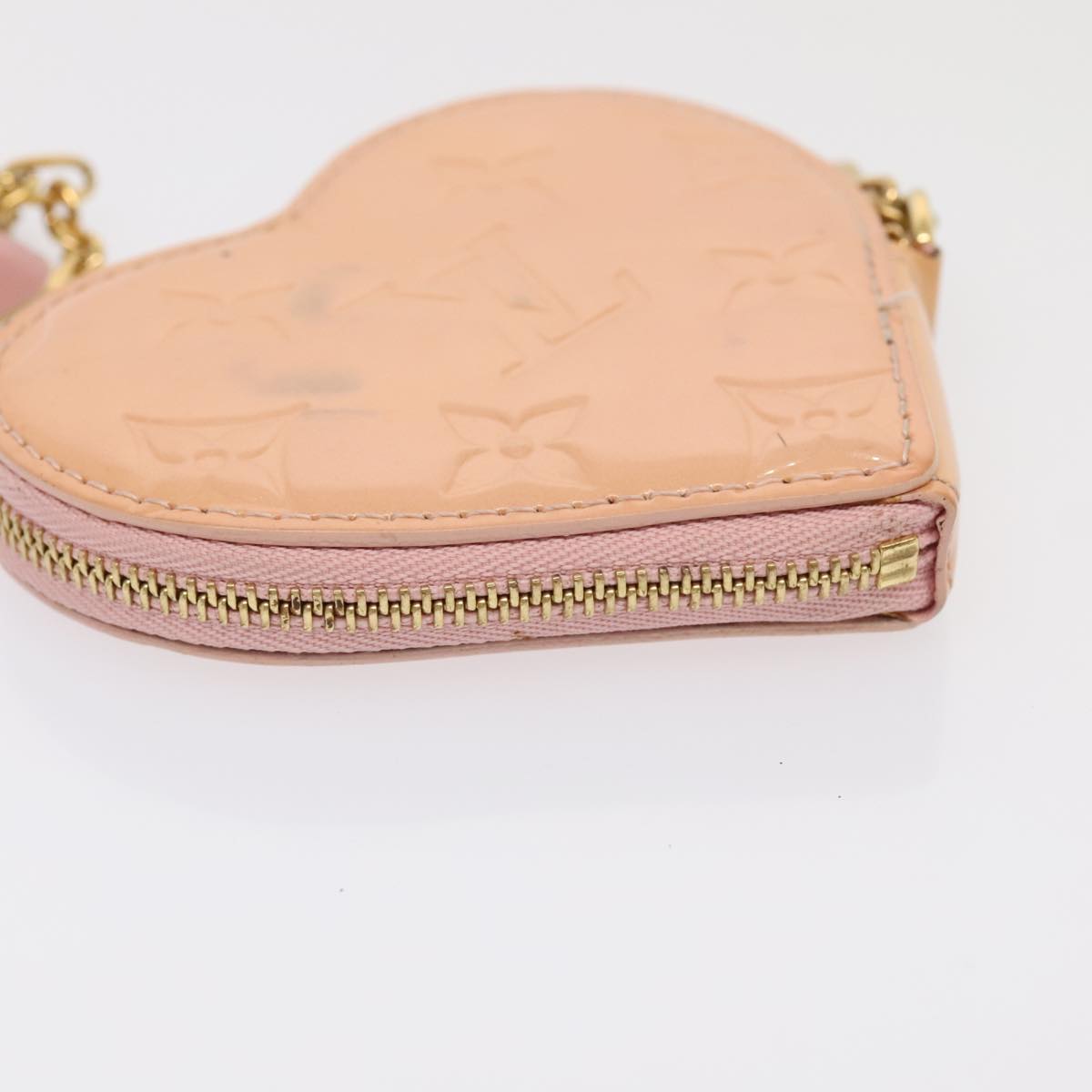 LOUIS VUITTON Vernis Porte Monnaie Coeur Coin Purse Pink M91431 LV Auth 88942