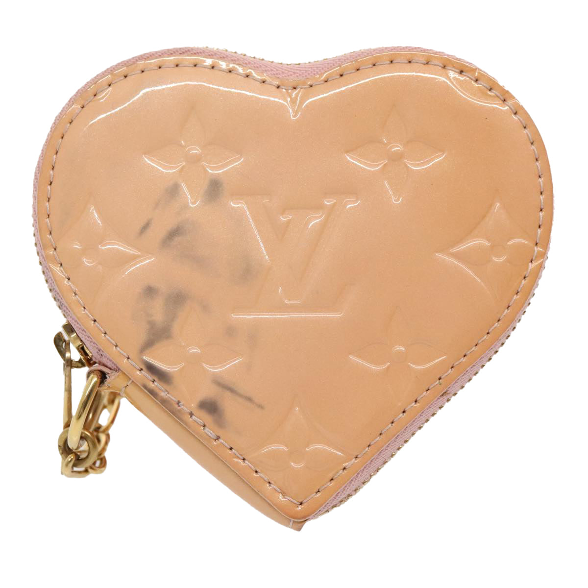 LOUIS VUITTON Vernis Porte Monnaie Coeur Coin Purse Pink M91431 LV Auth 88942