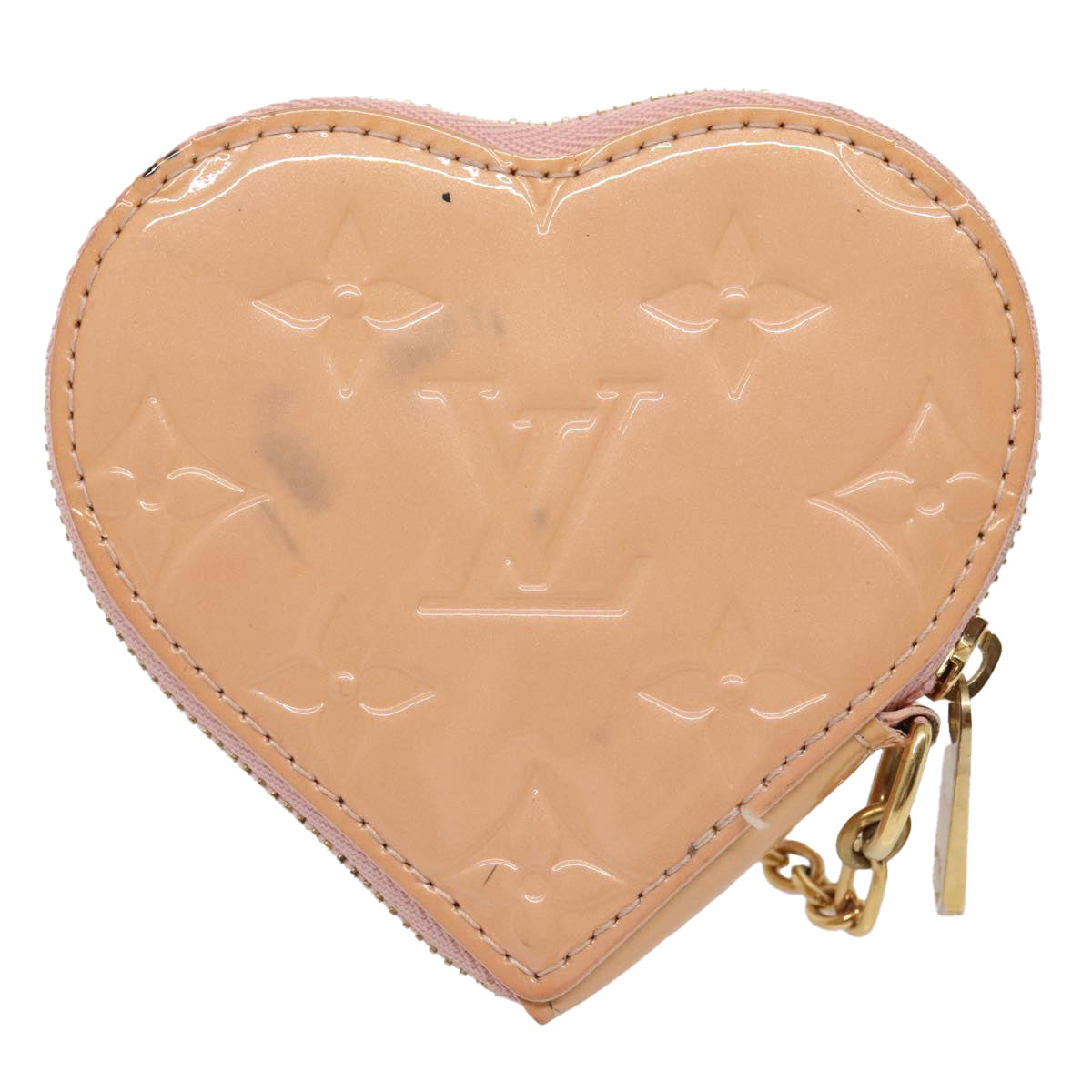 LOUIS VUITTON Vernis Porte Monnaie Coeur Coin Purse Pink M91431 LV Auth 88942 - 0