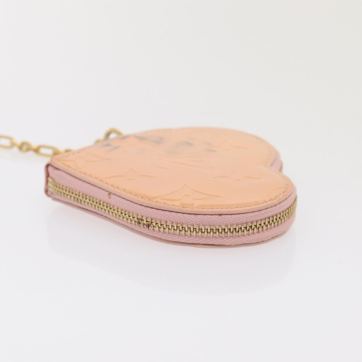 LOUIS VUITTON Vernis Porte Monnaie Coeur Coin Purse Pink M91431 LV Auth 88942