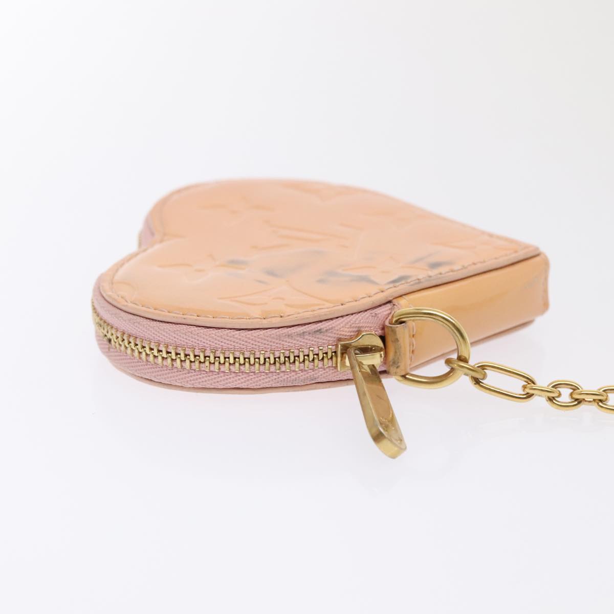 LOUIS VUITTON Vernis Porte Monnaie Coeur Coin Purse Pink M91431 LV Auth 88942