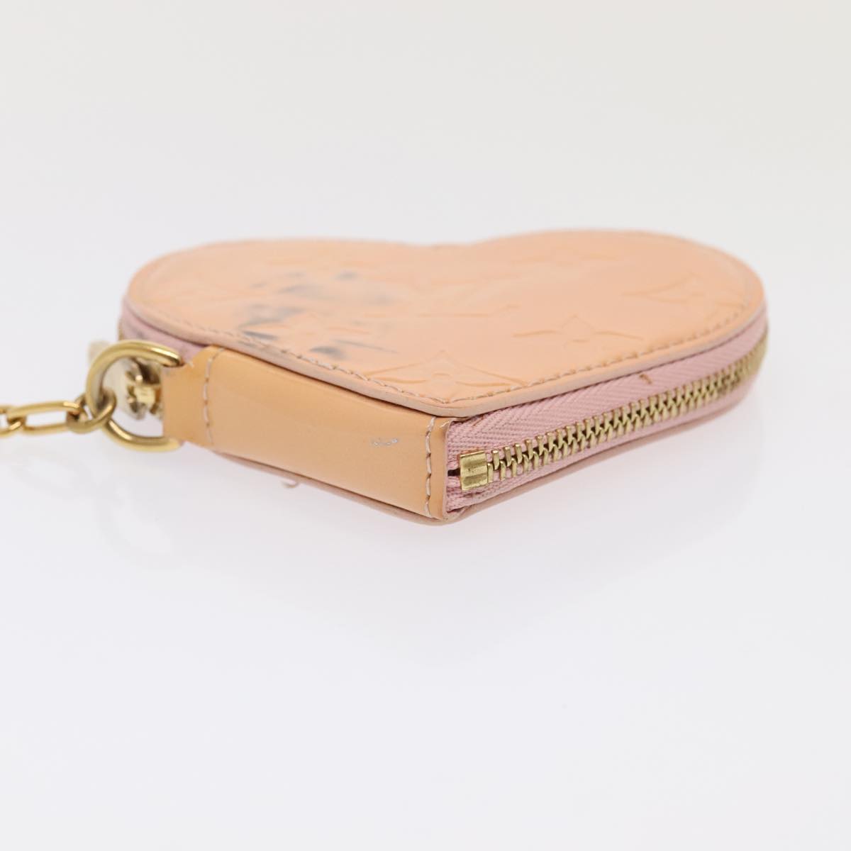 LOUIS VUITTON Vernis Porte Monnaie Coeur Coin Purse Pink M91431 LV Auth 88942