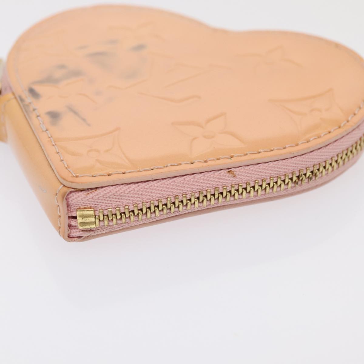 LOUIS VUITTON Vernis Porte Monnaie Coeur Coin Purse Pink M91431 LV Auth 88942