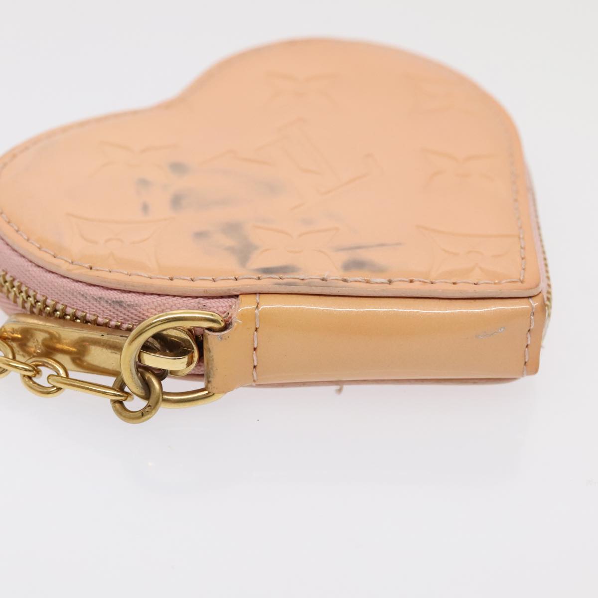 LOUIS VUITTON Vernis Porte Monnaie Coeur Coin Purse Pink M91431 LV Auth 88942