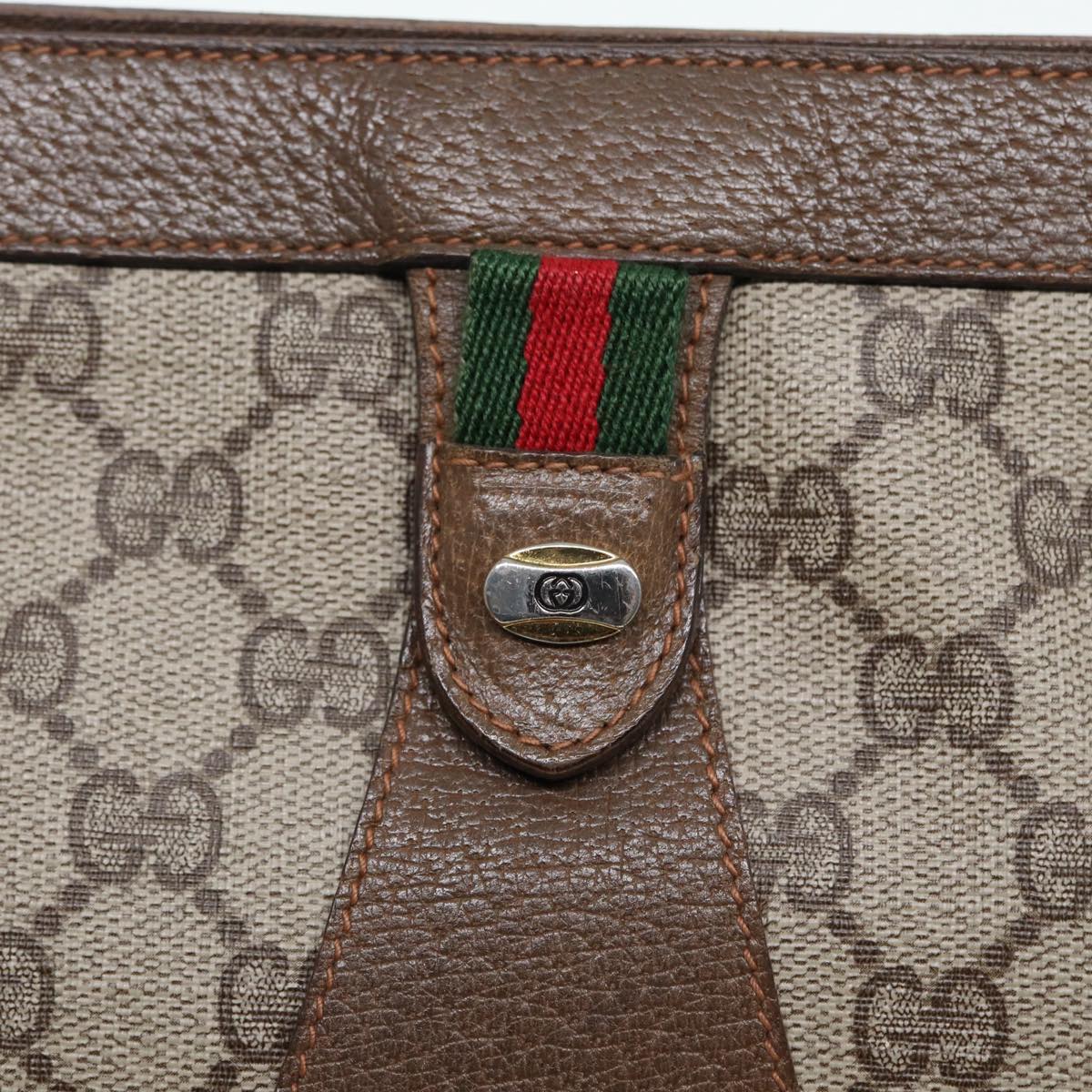 GUCCI GG Supreme Web Sherry Line Clutch Bag PVC Beige Red 89 01 033 Auth 88953