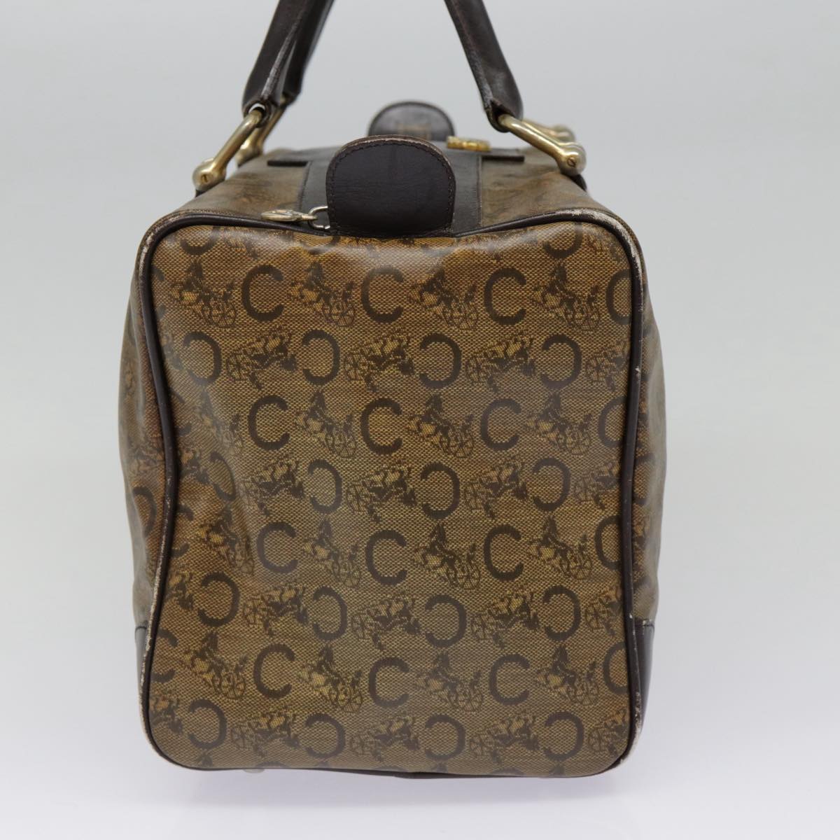 CELINE C Macadam Canvas Hand Bag Brown Gold Auth 88971