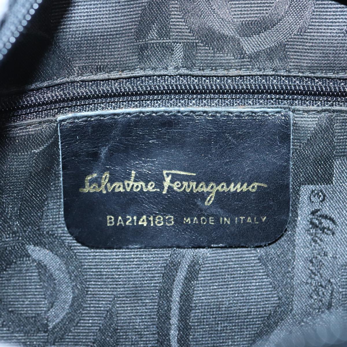 Salvatore Ferragamo Shoulder Bag Leather Black Gold Auth 88974